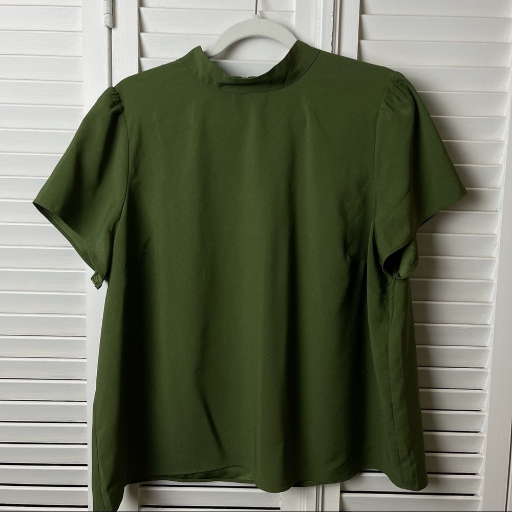 J.Crew XXL Olive Green Button Back Blouse Top